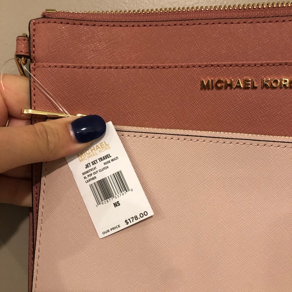 Michael Kors Black Leather Clutch Bag With Wrist Strap MICHAEL KORS CLUTCH